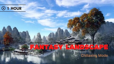 Fantasy Chinese Landscape | Traditional Asian Home | Sound of Waves | Om Chanting 🇨🇳