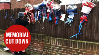 Man cuts down memorial to stabbed burglar
