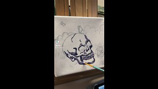 Painting a Pastel Skull with a Rose