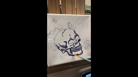 Painting a Pastel Skull with a Rose