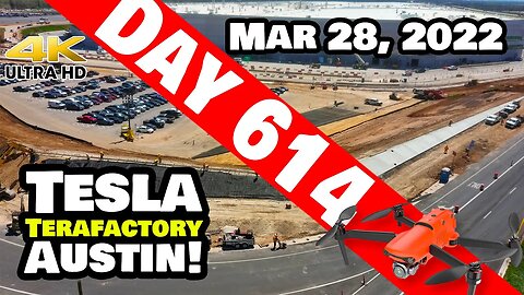 CYBER WALL ALMOST COMPLETE AT GIGA TEXAS! - Tesla Gigafactory Austin 4K Day 614 - 3/28/22- Tesla TX