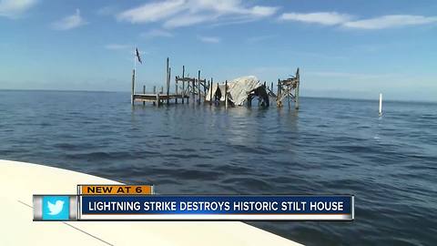 Historic stilt house off coast of Pasco County catches fire after being struck by lightning