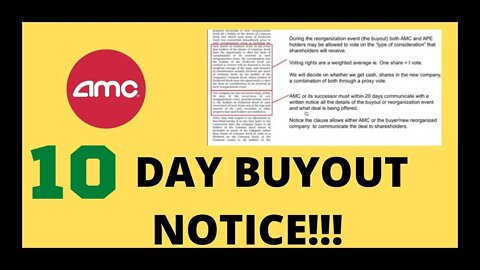 AMC STOCK | 10 DAY BUYOUT NOTICE!!