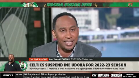 Stephen A. Smith & Malika Andrews Argue Over Ime Udoka Suspension, ESPN First Take - Celtics News