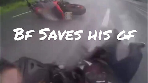 Guy saves his gf mid motorcycle wipeout just like the movies