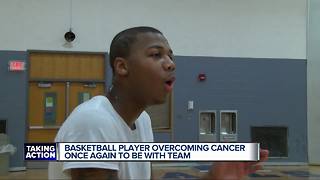 Basketball player overcoming cancer once again to be with team