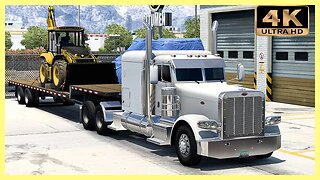 Peterbilt 389 transporting Backhoe Loader to Sierra Vista | American Truck Simulator Gameplay "4K"