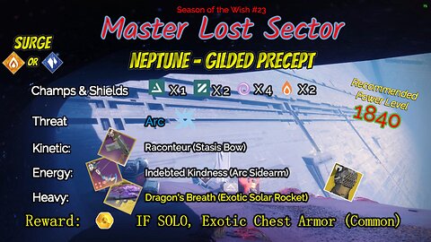 Destiny 2 Master Lost Sector: Neptune - Gilded Precept on my Void Hunter 4-15-24