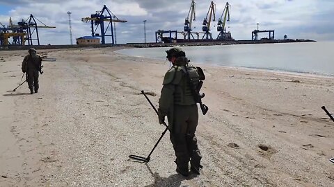 Russian sappers demine Azov Sea coast in Mariupol