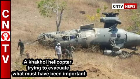 A khakhol helicopter trying to evacuate what must have been important
