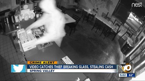 Video catches Spring Valley thief breaking glass, stealing cash