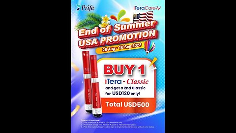 Buy 1 iTeraCare Classic Get 1 For $120 Promo Sale Till 16 September USA Time