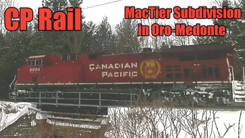 CP Rail MacTier Subdivision @ Oro-Medonte for 8004 S with dpus 9818 and 8957. Jan.24, 2022