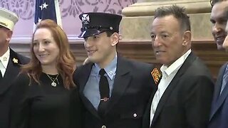 Bruce Springsteen shows up for son's swearing-in as firefighter