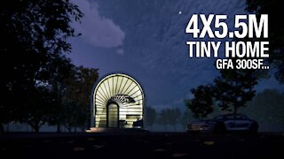 300sf loft home - tiny round roof house design & virtual tour (4x5.5m = 13'x18')