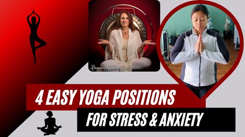 EASY YOGA POSITIONS FOR STRESS RELIEF | 4 Beginners Yoga Poses For Anxiety