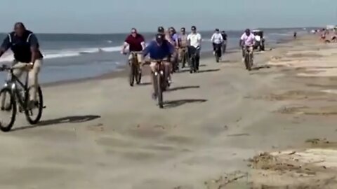 President Joe Biden takes a bike ride along a South Carolina beach