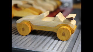 Handmade Wooden Toy Car Two Tone Convertible From The Speedy Wheels Series