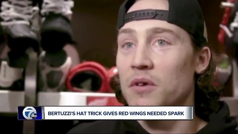 Tyler Bertuzzi's hat trick gives Red Wings needed spark