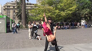 Tango dance at plaza de Armas in Santiago, Chile