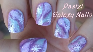 Pastel galaxy nail art design