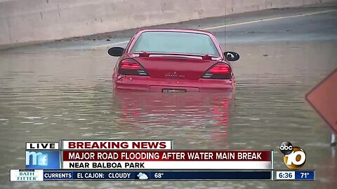 North Park water main break floods streets, cars