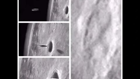 Photographs taken by a Russian space probe showing a UFO entering a base on the Moon.