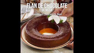 Homemade Table Chocolate Flan
