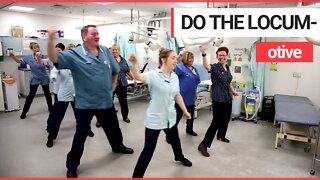 Hospital orthopaedic staff start morning ballroom dance routine before their shift
