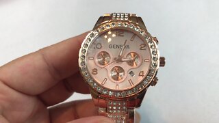 Giveaway of Fanmis Luxury Iced Out Pave Floating Crystal Quartz Rose Gold Watch