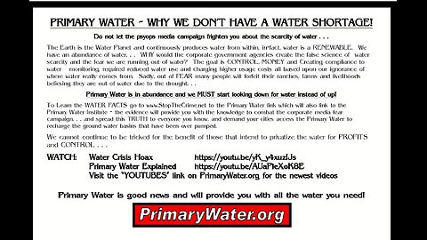 PRIMARYWATER.ORG THEY WANT TO CONTROL YOUR SOUL THE WATER SOON THE AIR ? LOL