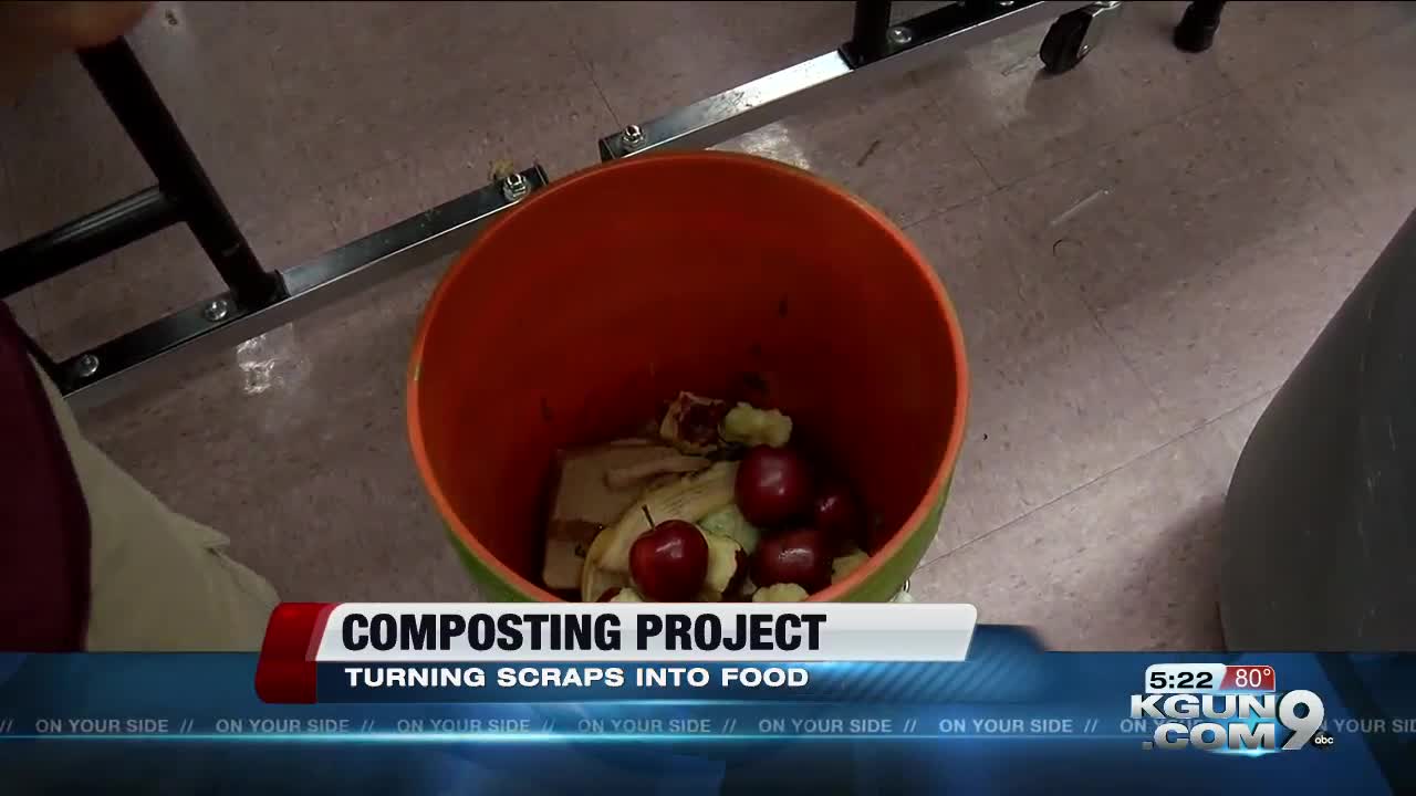 Tucson elementary school students use lunch leftovers to make compost