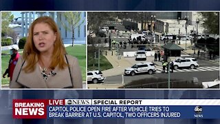 Police: 2 officers injured after vehicle rams US Capitol barrier; suspect in custody