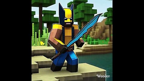 Wolverine fishing in Minecraft #wolverine #minecraft #wonderapp