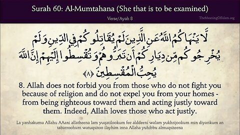 English Quran | Chapter 60 | Surah Al-Mumtahanah ( The Examined One )