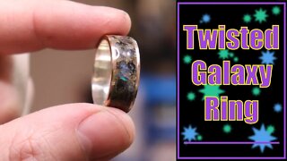 Twisted Galaxy Ring - Opal, Onyx and Mokume-gane