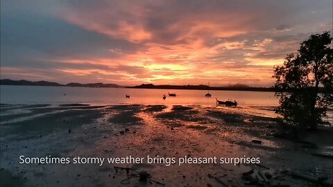 Island Life: Sometimes stormy weather brings pleasant surprises. Quite a sunset.. Dragon Sunset!
