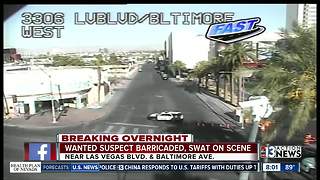 Police, SWAT search for suspect barricaded near Las Vegas Blvd and Baltimore Ave.