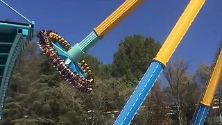 A Craziest Frisbee CraZanity Giant Ride Onride in Six Flags Magic Mountain 2018