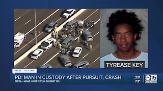 Homicide suspect leads police, DPS on pursuit before crash in Mesa