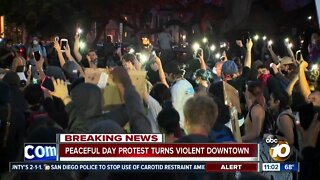 As protesters gather peacefully in Balboa Park, some unrest reported downtown