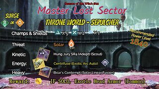 Destiny 2 Master Lost Sector: Throne World - Sepulcher on my Strand Warlock 10-5-23