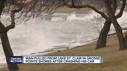 Man rescued after crashing car into Lake St. Clair