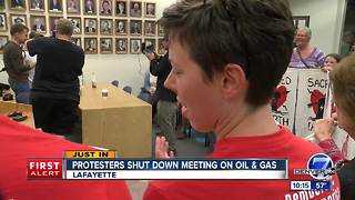 Protesters shut down meeting on oil and gas