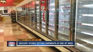 Grocery stores getting shipments at end of the week