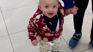 Cute Baby Walking Around The Glen Shopping Centre