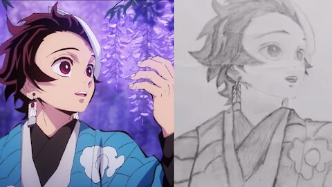 Pencil Sketch - Tanjiro. Demon Slayer Anime. Feat On & On.