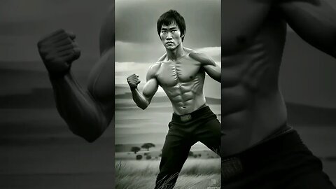 Bruce Lee Muscles in Masai Mara Park in Kenya AI Generated Video