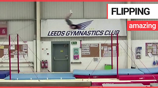 Gymnast flies through the air to break world record