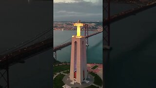 Jesus Christ Monument at Night Lisbon